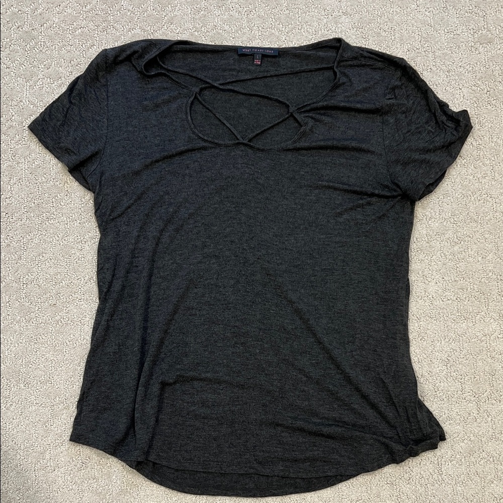 Gray Women's neck detail Top